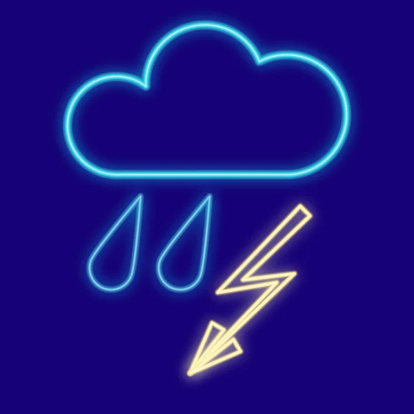 Clima. Nube, lluvia y relámpagos, gotas, tormenta — Vector de stock