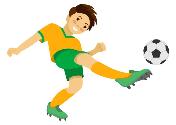 Boy playing soccer. Soccer player. — Stock Vector