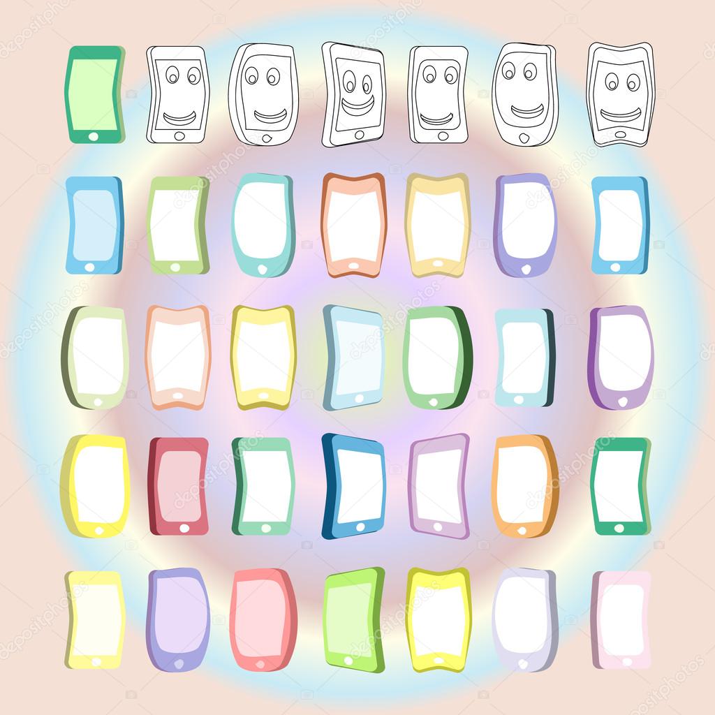 different color and for coloring cartoon phone