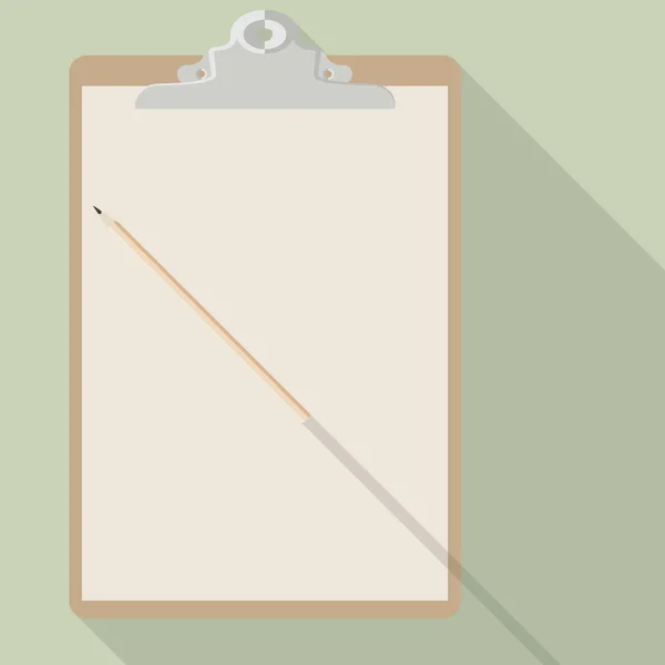 Векторный карандаш и чистый лист крафтовой бумаги на буфере обмена — стоковый вектор