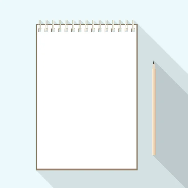Μολύβι και κενό χονδρό χαρτί σημειωματάριο — Διανυσματικό Αρχείο