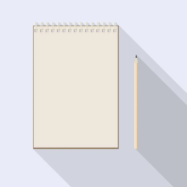 Lápis e caderno de papel kraft em branco —  Vetores de Stock