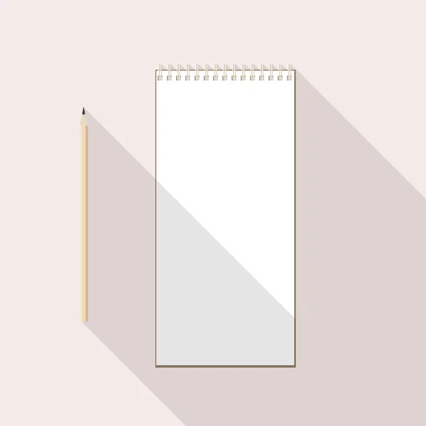 Do lewej ołówkiem ręką i notebook papier kraft puste — Wektor stockowy