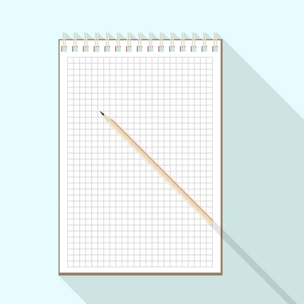 Bleistift und kariertes Notizbuch — Stockvektor