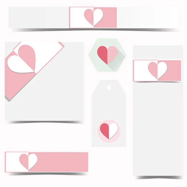 Web et décor de détail avec le signe du cœur — Image vectorielle