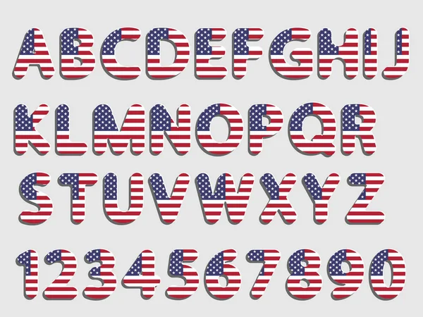 Usa font alphabet and numeral — Stock Vector