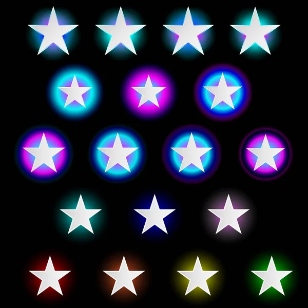 Conjunto de estrellas de neón — Vector de stock