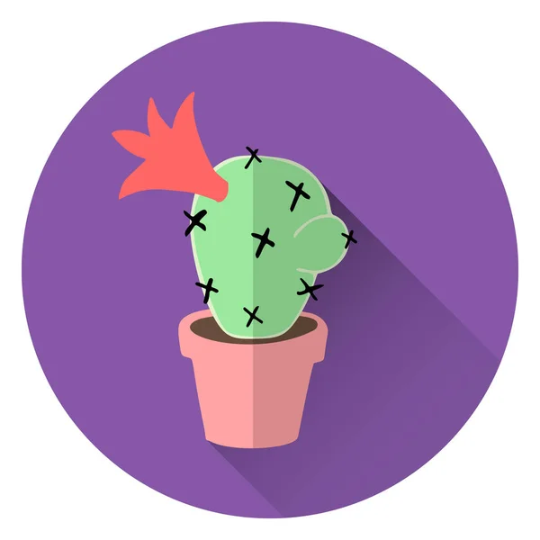 Cactus vectoriel plat en pot sur fond violet — Image vectorielle