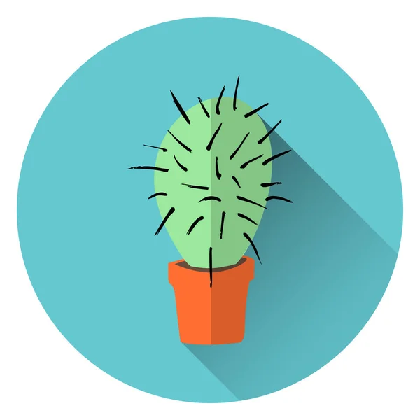 Cactus vectoriel plat en pot sur fond azur — Image vectorielle