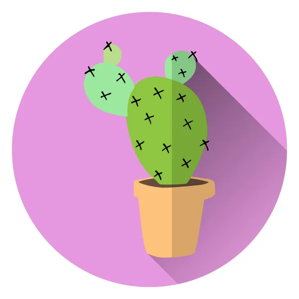 Cactus vectoriel plat en pot sur fond lilas — Image vectorielle