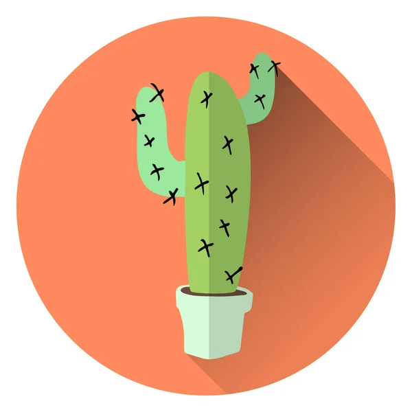 Cactus vectoriel plat en pot sur fond orange — Image vectorielle