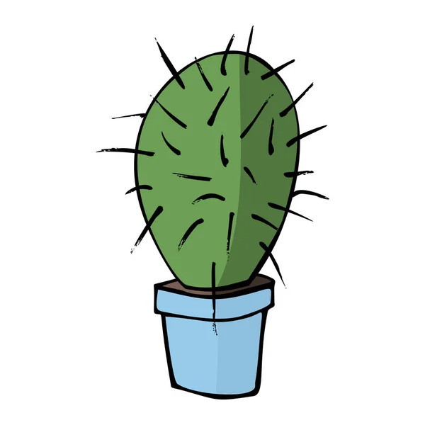 Cactus vectoriel plat en pot bleu — Image vectorielle