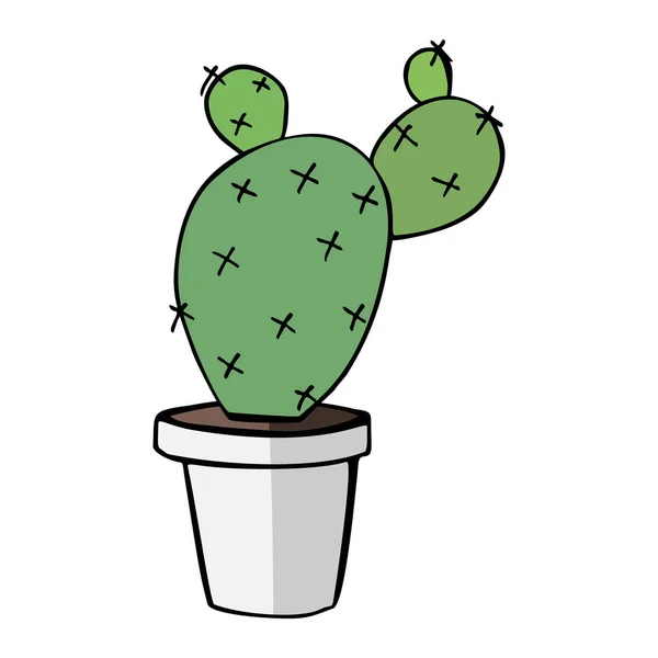 Cactus vector plano en maceta blanca — Archivo Imágenes Vectoriales