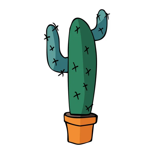Cactus vectoriel plat en pot orange — Image vectorielle