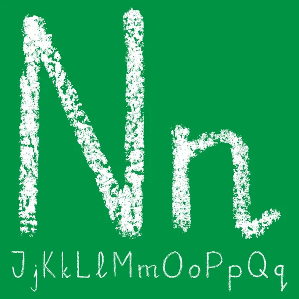 Γράμμα χειρόγραφο άσπρη κιμωλία με διαφανείς στρώσεις σε πράσινο φόντο — Διανυσματικό Αρχείο