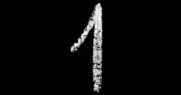 Handwritten White Chalk Arabic Numbers Isolated Black Background Animation Hand — Stock Video