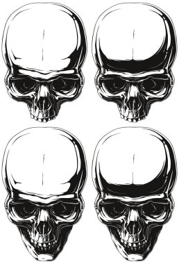 Beyaz ve siyah insan kafatası dövme seti