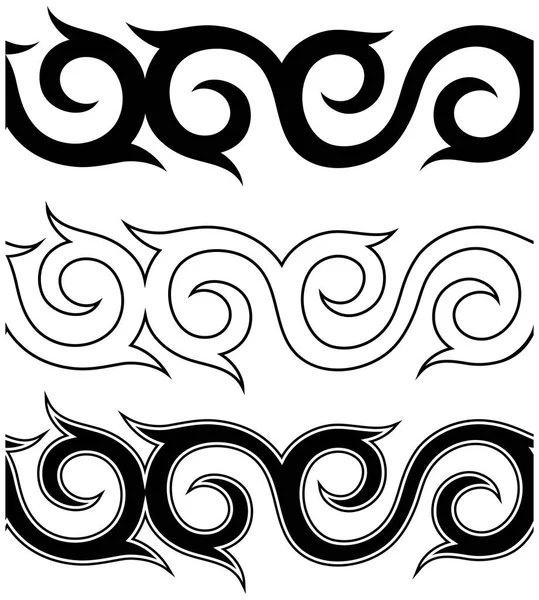 Blanco y negro tatuaje ornamento patrón conjunto — Vector de stock