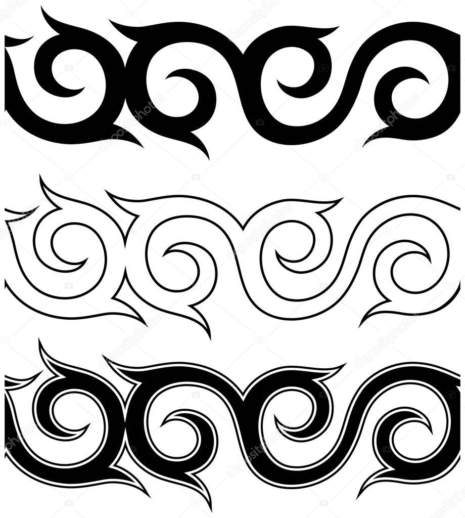 Black and white tattoo ornament pattern set