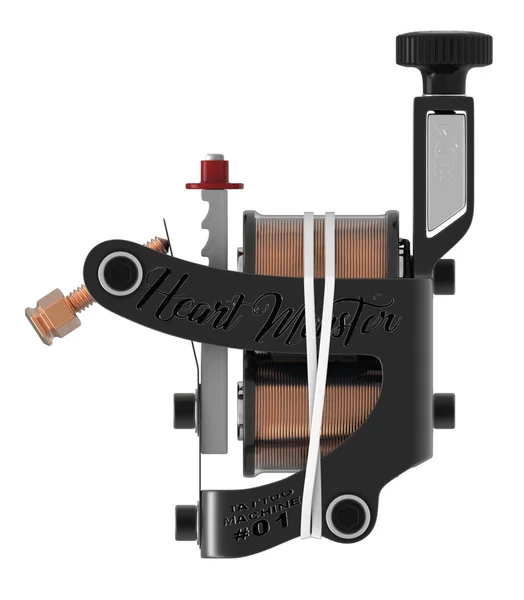 Чорний металевий татуювальний апарат з мідним гвинтом — стокове фото