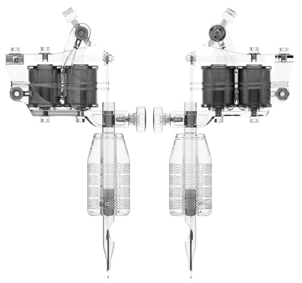 2 개의 코일 세트 플라스틱 회색 문신 기계 — 스톡 사진