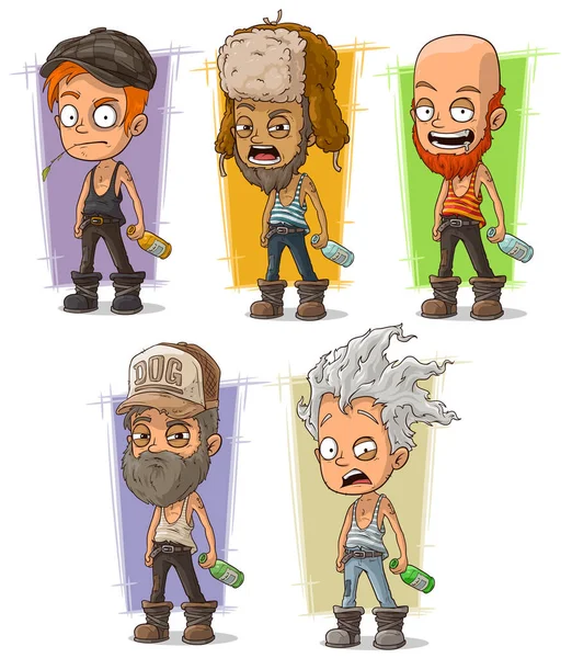 Çizgi film holiganlar ve alkolik şişe karakter vektör kümesi ile