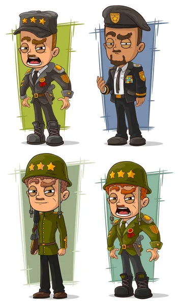 Generale dell'esercito dei cartoni animati con set vettore personaggio arma — Vettoriale Stock