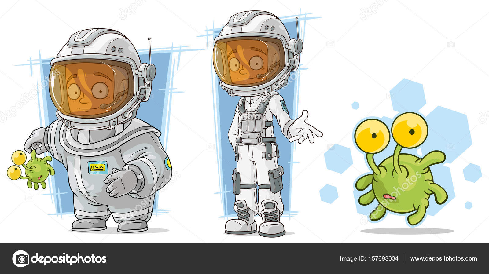 外国人の文字ベクトル セットを漫画宇宙飛行士 ストックベクター C Gb Art