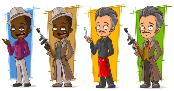 Bandidos de desenhos animados e conjunto de personagens detetive — Vetor de Stock