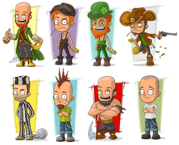 Dibujos animados divertidos diferentes personajes vector conjunto — Vector de stock