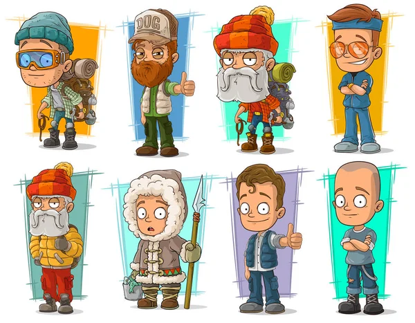 Cartoon cool funny different characters vector set — Stock Vector