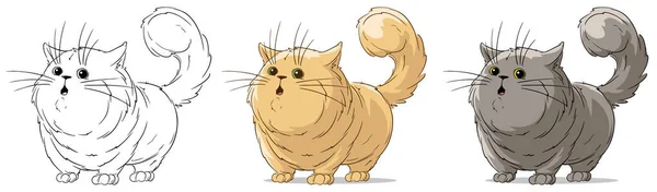 Γελοιογραφία δροσερό στέκεται έκπληξη μεγάλη γάτα διάνυσμα σύνολο — Διανυσματικό Αρχείο