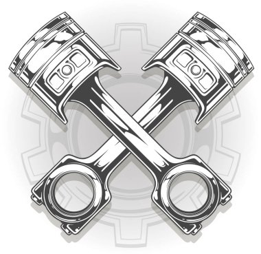 Çift grafik Siyah araba motoru piston