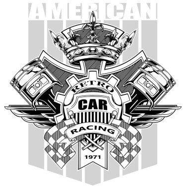 Grafik Amerikan silah kat dişli ve taç