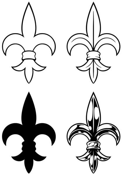 Graphic detailed black and white royal lily set — Stock Vector