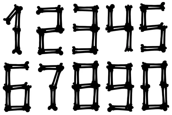 Sylwetka czarny graficzny kości numery wektor zestaw — Wektor stockowy