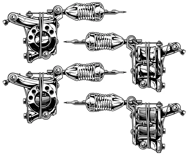 Set di macchine grafiche in bianco e nero per tatuaggi. Vol. 7 — Vettoriale Stock