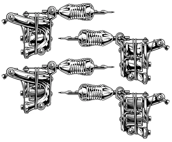 Графічний набір чорно-білих татуювальних машин. Вольт. 8 — стоковий вектор
