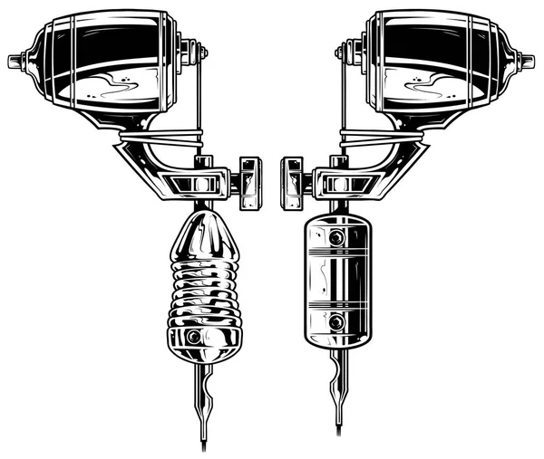 Grafický černobílé tetování stroj nastavit Vol. 11 — Stockový vektor
