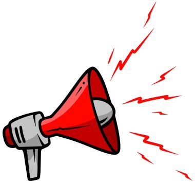 Karikatür kırmızı megafon simgesi