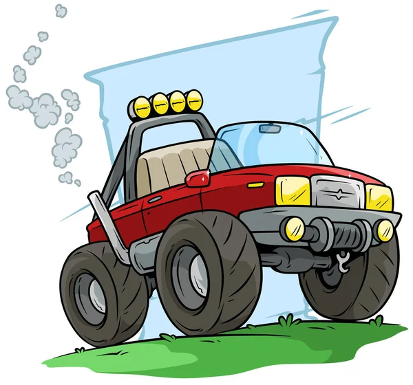Cartoon Red Off Road Monster Truck — Stockvektor