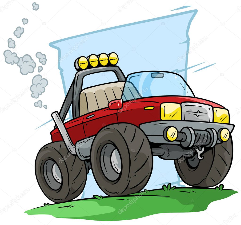 Cartoon red off road monster truck