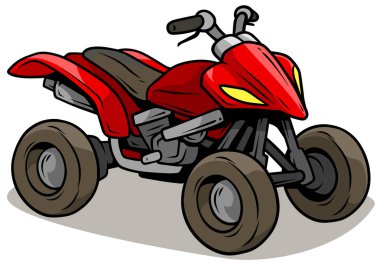 Karikatür kırmızı modern offroad dört motosiklet