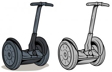 Karikatür grafik kendi kendine karşı elektrikli scooter