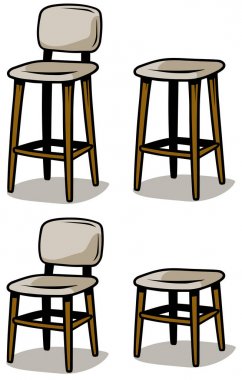 Çizgi film ahşap sandalye vektör Icon set
