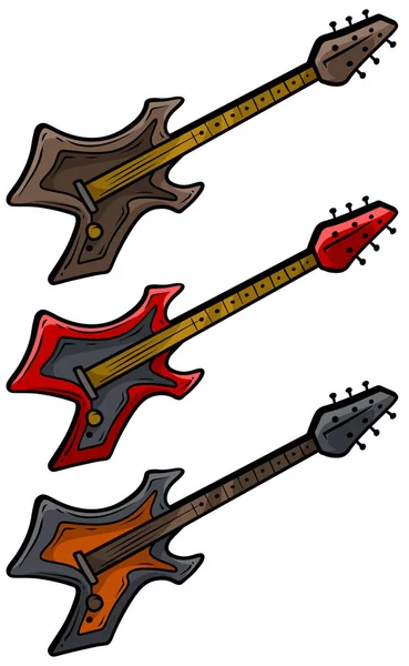 Cartoon färgade elektriska metal rock gitarr set — Stock vektor