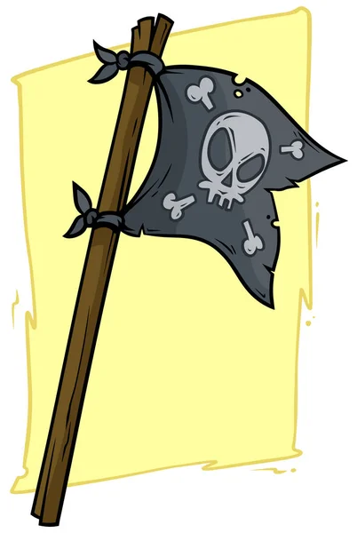 Karikatur schwarze Piratenflagge mit Totenkopf — Stockvektor