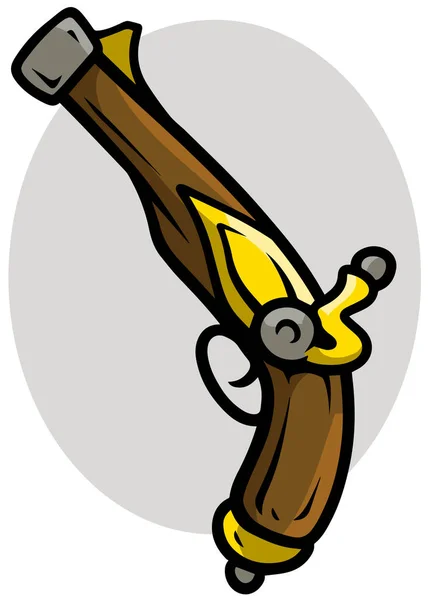 Desenhos animados velho ícone de vetor de pistola pirata — Vetor de Stock