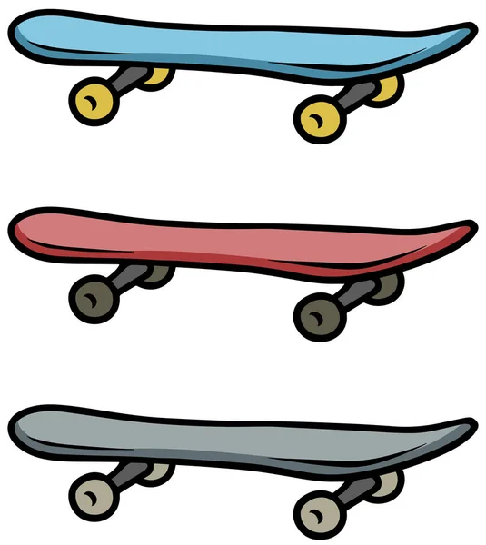 Ensemble d'icônes vectorielles de skateboard de couleur dessin animé — Image vectorielle