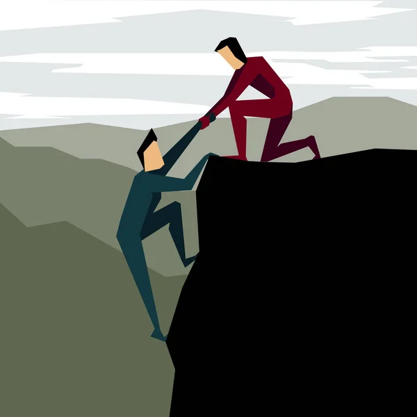 Adam başka bir adam tırmanmaya yardım